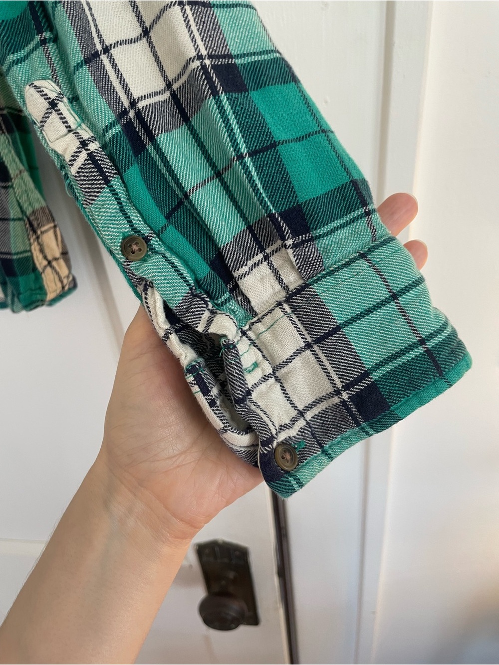 Target Merona Green Flannel Button-Up (size L) - Picture 5 of 6